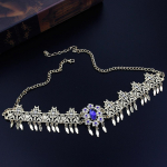 Otsmikukett Pruudi krooniehted Naised Juuksekaubad Kuldv&auml;rvi kristall-araabia juuksepael sinine