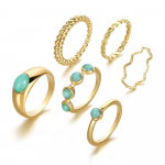 6 s&otilde;rmust / komplekt helerohelist kalliskivist kinkes&otilde;rmuse komplekt avatud moe kinkepeo naiste s&otilde;rmus kuld