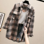 Ruuduline mantel Naiste s&uuml;gis- ja kevadine pikkade varrukatega keskmise pikkusega avara pikkade varrukatega &otilde;hukese osaga n&ouml;&ouml;biga kampsun jakk M