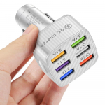 15a autolaadija USB kiirlaadija 3.0 universaalne kiirlaadimise toiteadapter Samsung S21 Huawei telefonidele 6 pordiga USB autolaadija valge
