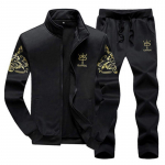 Meeste spordidress, s&uuml;gistalvine meeste dressipluus, 2-osaline meeste spordir&otilde;ivad+p&uuml;ksid 6XL must