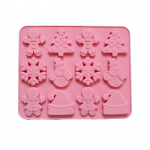 J&otilde;ulud silikoonvorm 12 &otilde;&otilde;nsust lumememme puuk&uuml;bar k&uuml;psis mees mittenakkuv toidukvaliteediga lihtne vabastada DIY fondant &scaron;okolaadikomm biskviit tarretis roosa