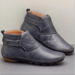 Naiste keskaegsed kaare tugisaapad kogu hooaja vabaaja sidemega nahast l&uuml;hikesed saapad, punutud rihmaga lameda kontsaga saapad veekindlad libisemiskingad 35 sinine