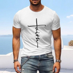 Meeste T-s&auml;rk Tee graafiline s&auml;rk vabaaja stiil klassikalises stiilis lahe s&auml;rk Graafilised prindid Cross Faith Crew Neck Hot Stamping Street Vacation XXL valge