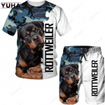 Suvine Pitbull Rottweiler Dog 3D Prinditud Meeste Naljakas T-s&auml;rk/L&uuml;hikesed p&uuml;ksid/Kost&uuml;&uuml;mid Meeste Spordidressi Komplekt Graafilised T-p&uuml;ksid L&uuml;hikesed p&uuml;ksid 2-osalised komplektid 3XL