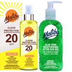 Malibu SPF20 transparent protective spray 250ml + aloe gel after tanning 200ml
