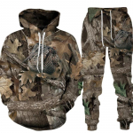 Vabaaja kamuflaaž jahiloom metssiga 3D kapuutsiga &uuml;likond Mood s&uuml;gisene meeste spordidress, vaba taskuga pullover meeste &uuml;likond 5XL