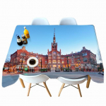 Iidne lossihoone ja purskkaevumustriline laudlina, paks puuvillane ristk&uuml;likukujuline &uuml;marlaudlina pulmapiknikupeoks 40 X 40CM