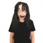 Halloweeni zombide peakatted hirmutavad mustad juuksed valged silmad realistlikud korduvkasutatavad kummitusliku maja kost&uuml;&uuml;mipeo cosplay lateksist peakatted peotarbed must