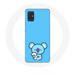 Coque pour Samsung Galaxy A51 Bangtan BTS BT21 Koya RM Fond Bleu