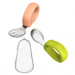 1 komplekt imikutele m&otilde;eldud toidu lusikaga, roostekindel silikoonist BPA-vaba imiku kahvli lusikakomplekt lastele koduks roheline