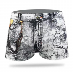 Naljakas Uudsus Meeste Aluspesu L&uuml;hikesed p&uuml;ksid T&auml;iskasvanute Denim Tr&uuml;kiga Teksad Puuvillane Stretch aluspesu L must