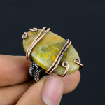 Natural BumbleBee Jasper Gemstone Handmade Copper Wire Wrap Ring Size 5 w2m94