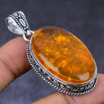 Natural Baltic Amber Gemstone 925 Steling Silver Jewelry Pendant 2.17 c7n76