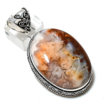 Natural Laguna Lace Agate Gemstone 925 Sterling Silver Pendant 2.36 v5v60