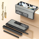 Magnetiline topeltliigendiga nahast kronsteini &uuml;mbris Samsung Galaxy Z Fold 5 4 3 kate kilepliiatsipesaga koos S pliiatsiga Z Fold5 Fold4 jaoks For Galaxy Z Fold 5 valge