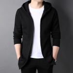 Kevadine meeste Slim Fit kapuutsiga kardigan vabaaja jope XXXL must