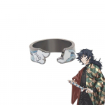 Demon Slayer seeria Cosplay s&otilde;rmus Kimetsu No Yaiba metallist emailiga avatud reguleeritav s&otilde;rmes&otilde;rmus naistele meestele Anime aksessuaarid resizable
