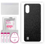 apgo Protective Skin Sticker for the back compatible with ZTE Blade A33s, Wrap Film, Foil, Vinyl - Pattern Black Honeycomb