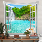 Aken Metsamaastik Maal Vaip Seinale Riputatav Boheemlaslik Stiil Ps&uuml;hhedeelne Mandala magamistuba Kodu Dekoratsioon 230x150cm