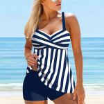 Naiste &otilde;lapaeltega ujumistrikoo Sinine Bright Shape Print Bikini Tankini ujumistrikoo S valge