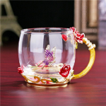 Roosi&otilde;iega reljeefne klaasist emailkruus armas kingitus klaasist veekruus Red Cup A(301-350ml)