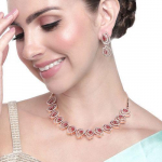 Atraktiivne Estele Rose kullatud tsirkoonroosa turmaliini kaelakee komplekt naistele