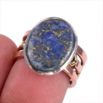 Naturaalne lapis lazuli v&auml;&auml;riskivi kahev&auml;rviline 925 sterlingh&otilde;bedast kingitusring S.6.5 S0p87