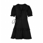 Must kleit naistele L&uuml;hike kleit avara v&ouml;&ouml;kohaga gooti suvine soliidne vabaaja s&uuml;nnip&auml;evakleit Seksikad A-kujulised peo&otilde;htukleidid S must