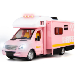 1/32 Toy Camper RV Haagissuvila m&auml;nguasjad poistele T&uuml;drukutele Diecast mudelauto, Heli ja valgusega tagasit&otilde;mmatav auto, kingituste kollektsioon lastele 1/32-Size:21.5*7.5*9.5cm roosa
