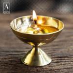 Tanirika messingist diya alusega - Akhand Diyad palvetoaks, kodukaunistuseks Puja esemed 2 x 1,85 tolli // Ekspordikvaliteet