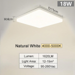 Square Led laelamp magamistoa valgustus Neutraalne valge k&uuml;lm valge soe valge 48W 36W 24W 18W led laevalgusti tuba