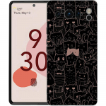 Telefoni&uuml;mbris Google Pixel 8 A 7 6 Pro 6A 5G Must Pehme P&otilde;rutuskindel tagakaas Silikoonist TPU Shell Coque Cat-Prindiga Pixel 8 A