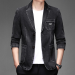 Kevadine Uus Mood Korea Stiil Noorte Trendikas Kitsa L&otilde;ikega Meeste Denim &Uuml;likond Meeste Jakk M must