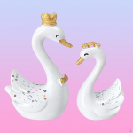 2 t&uuml;kki vaigust luigekuju, k&auml;sitsi maalitud loomaskulptuur, aialaud, armatuurlaua kaunistused Mini Pink