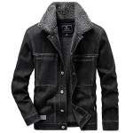 Meeste s&uuml;gistalvine villane vabaaja vintage pesu distressed teksajakk mantel XXL sinine
