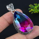 Bi-Color Tourmaline Gemstone 925 Sterling Silver Jewelry Pendant 2.21 s2f70