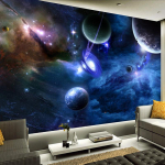 T&auml;hesinine 3D Seinamaal Universum Kosmos Planeet Tapeet Elutoa Magamistoa Seinamaal Kodu Dekoor 200 cm(W) x 140 cm(H)