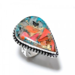 Natural Spiny Oyster Gemstone Handmade 925 Sterling Silver Ring Size 7 m0f53