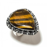 Natural Tiger Eye Gemstone Handmade 925 Sterling Silver Gift Ring Size 9 g5i55