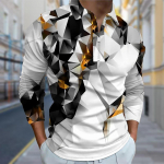 Polos&auml;rgid Meeste pikkade varrukatega Broken Blocks Print Uus meeste polos&auml;rk pikkade varrukatega lukuga T-s&auml;rk top XS