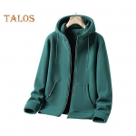 Meeste s&uuml;gistalvine mantel kapuutsiga lukuga, pikad varrukad, n&ouml;&ouml;r lahtised paksud soojad &uuml;hev&auml;rvilised kardigan igap&auml;evaseks kulumiseks kasutatavad kapuutsiga jope L must