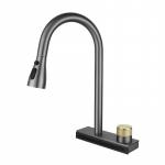 Uus 4 režiimi Waterfall Hall kraanikauss K&ouml;&ouml;gisegisti Kuum k&uuml;lm v&auml;ljat&otilde;mmatav mikser pihustipea lendav vihmakraan &Uuml;he auguga tekile paigaldatud with 60cm hose