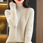 Naiste ka&scaron;miir kampsun Qinghe ka&scaron;miir 30% ka&scaron;miir 70% vill s&uuml;gis-talvine ka&scaron;miir paks pullover pehme ja soe L beež