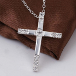 925 templiga h&otilde;bedane klassikaline ristikristallripats kaelakee naistele pulmapidu &uuml;llas ehted p&uuml;hade kingitus