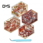 DIY 3D kleebiste komplekt Stressi leevendavad korduvkasutatavad pintsettidega stseenikleebised Supermarketi kohviku kassikohviku teemakleebised 1 Set A