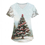 Suur suurus tr&uuml;kiga meditsiiniline t&ouml;&ouml;uniform pealsed naistele V-kaelusega j&otilde;ulutr&uuml;kiga l&uuml;hikeste varrukatega l&otilde;busad T-s&auml;rgid t&ouml;&ouml;riided taskutega XXL punane