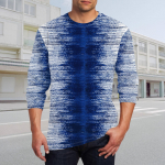 Meeste T-s&auml;rk O-kaelusega r&otilde;ivad, pikkade varrukatega v&auml;lir&otilde;ivad, moedisainer, vanaaegne L sinine