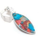 Natural Blue Spiny Oyster 925 Sterling Silver Jewelry Pendant 2.17 t7n93