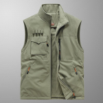 S&uuml;gis-talvine meeste kahepoolne vest, isa varrukateta p&uuml;stkrae mitmetaskuline kiiresti kuivav vest, suuruses vest 6XL khaki